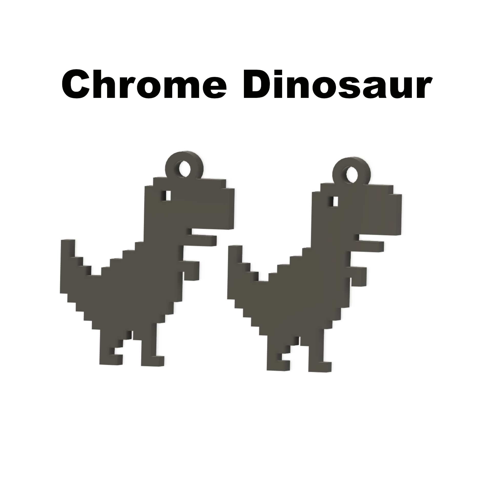 Chrome Dinosaur Earrings – 3D Printable Jewelry